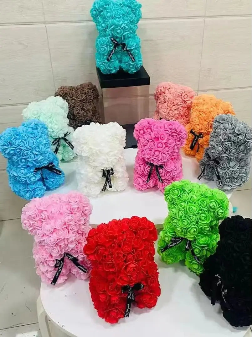 Teddy Bear Valentine'S Day Gift Creative Rose Bear Gift PE Flower Romantic Foam Bear Christmas Decorative Gift Mother'S Day