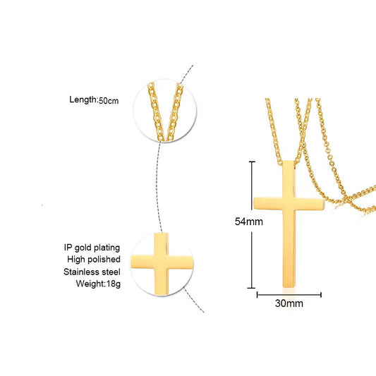 Classic Men Cross Pendant Necklace for Male Stainless Steel Necklace Statement Cruz Jewelry 24" Link Chain